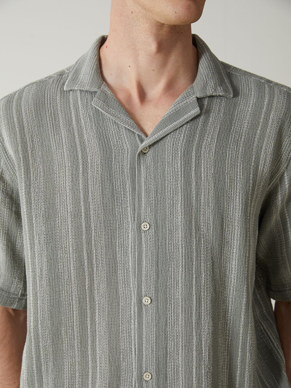Regular Fit Resort Collar Short Sleeve Men's Shirt -S5QT58Z8-LFT