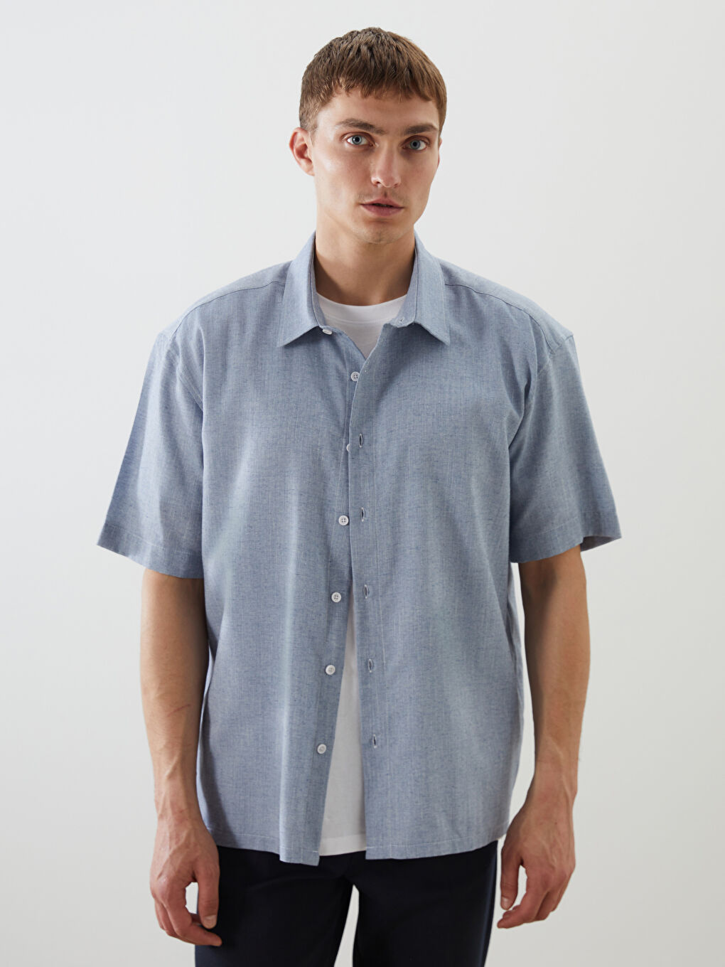 Mavi Regular Fit Kısa Kollu Armürlü Erkek Gömlek