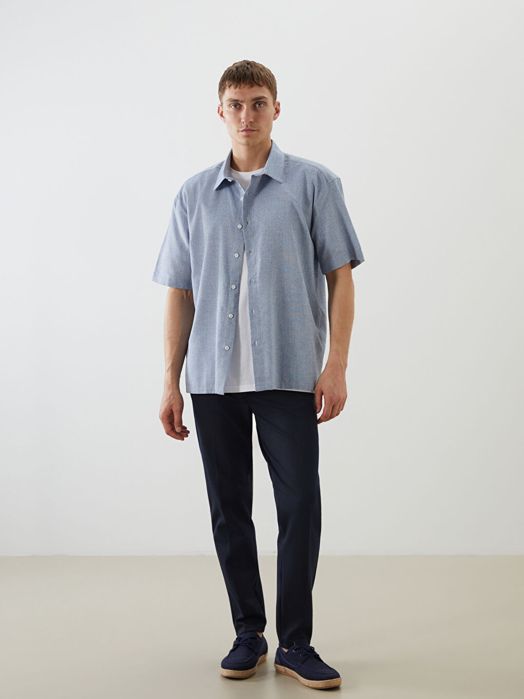 Mavi Regular Fit Kısa Kollu Armürlü Erkek Gömlek-1