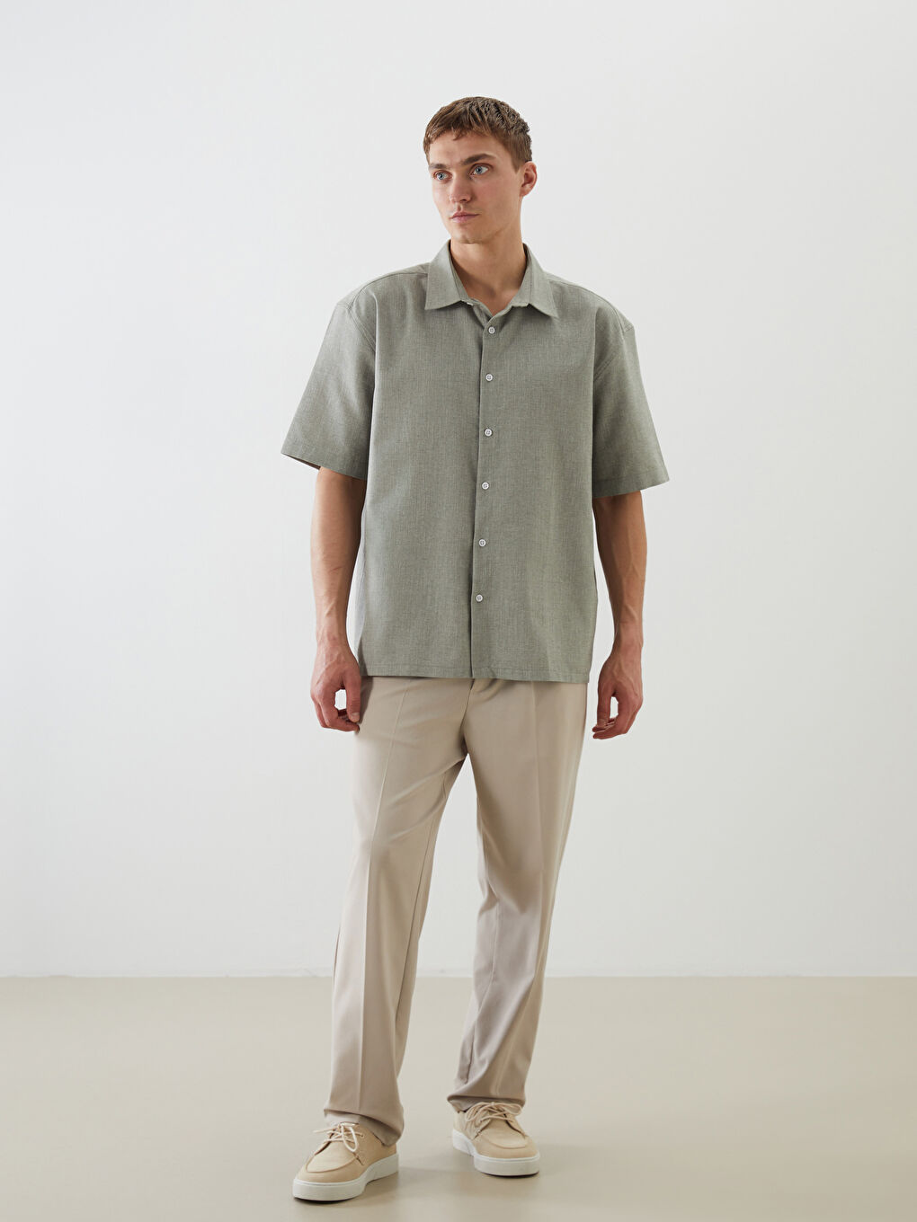 Regular Fit Short Sleeve Dobby Men's Shirt -S5QT60Z8-ZSY