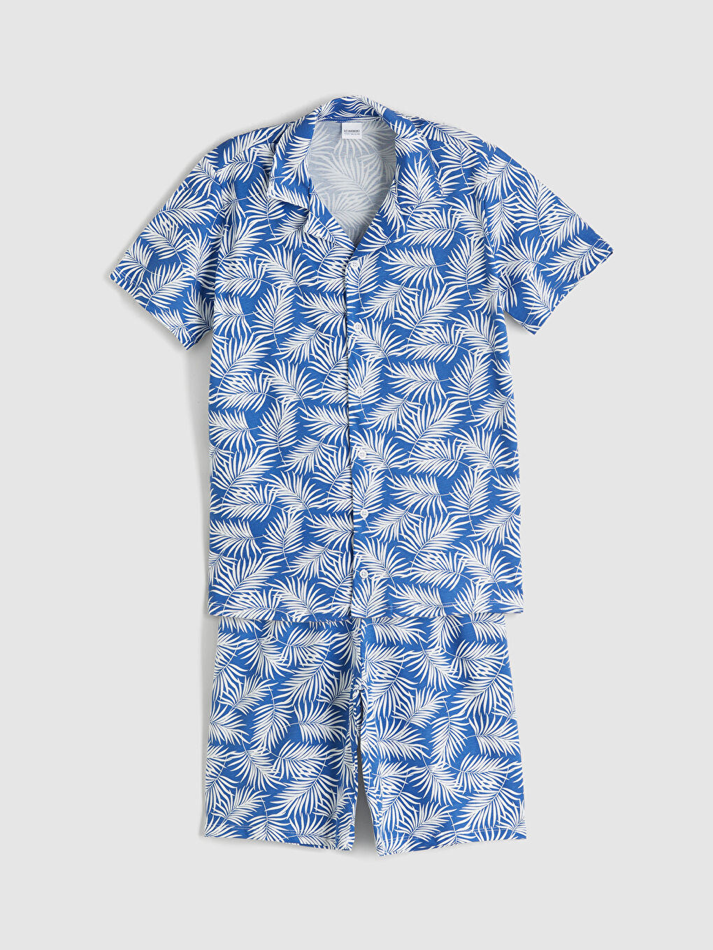 Mavi Gömlek Yaka Erkek Çocuk Şortlu Pijama Takımı