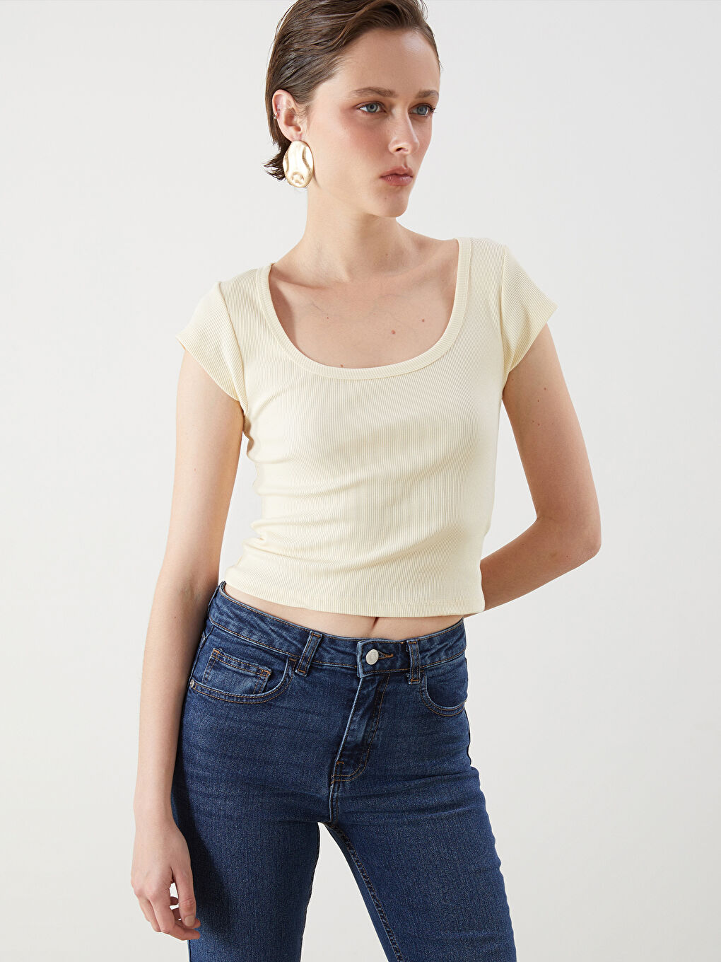 LCW Vision Square Collar Women's T-Shirt -S5QT89Z8-FQQ