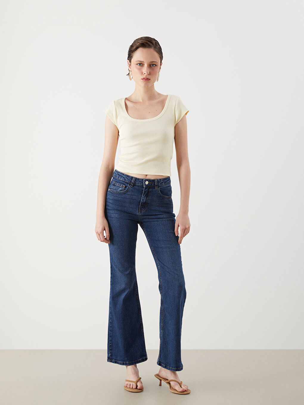 LCW Vision Square Collar Women's T-Shirt -S5QT89Z8-FQQ