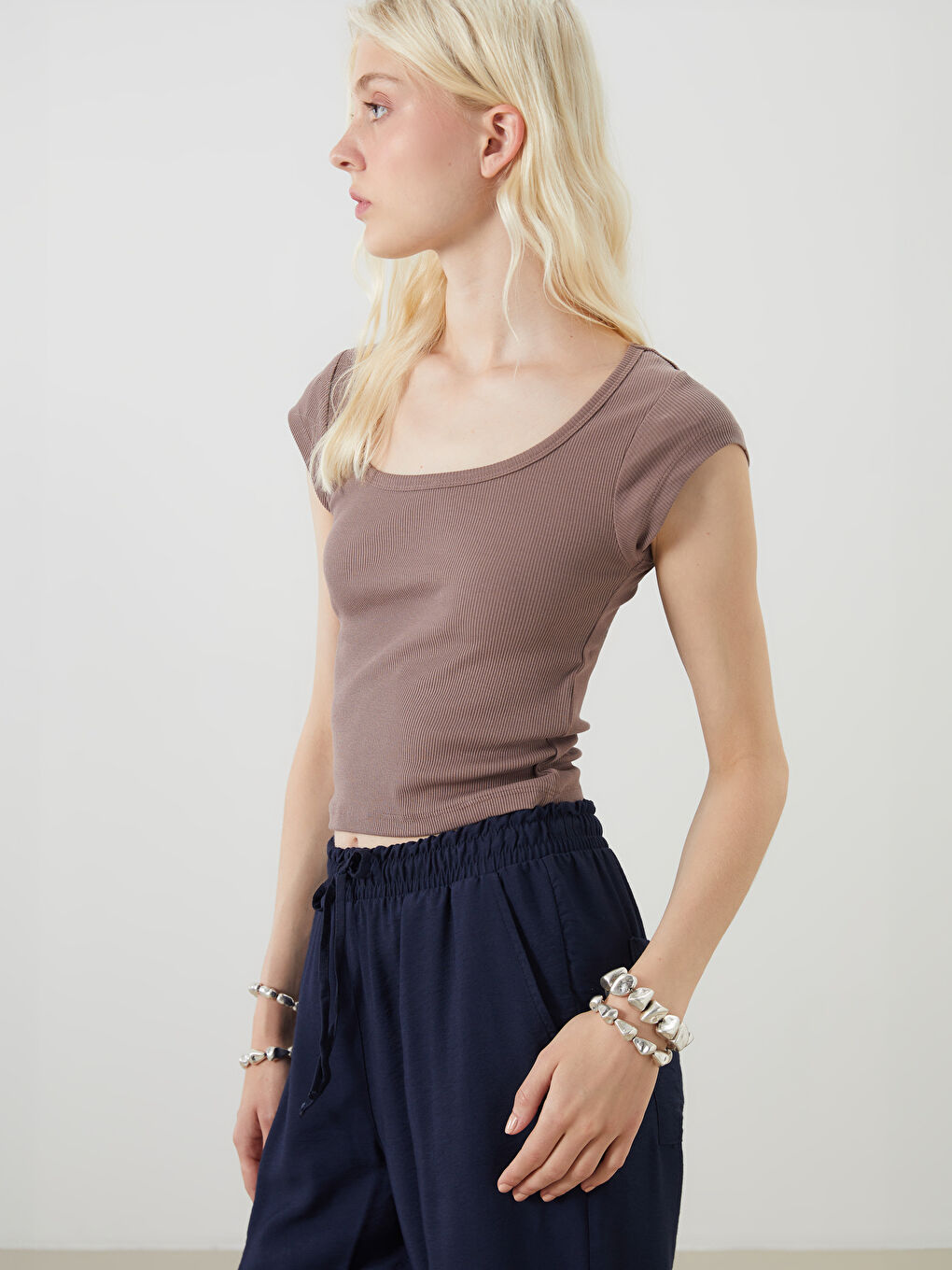 LCW Vision Square Collar Women's T-Shirt -S5QT89Z8-H2Q