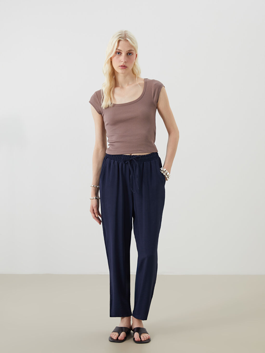 LCW Vision Square Collar Women's T-Shirt -S5QT89Z8-H2Q