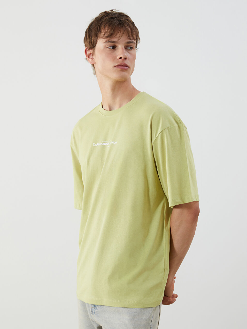 Crew Neck Printed Jersey Men's T-Shirt -S5QU27Z8-12N