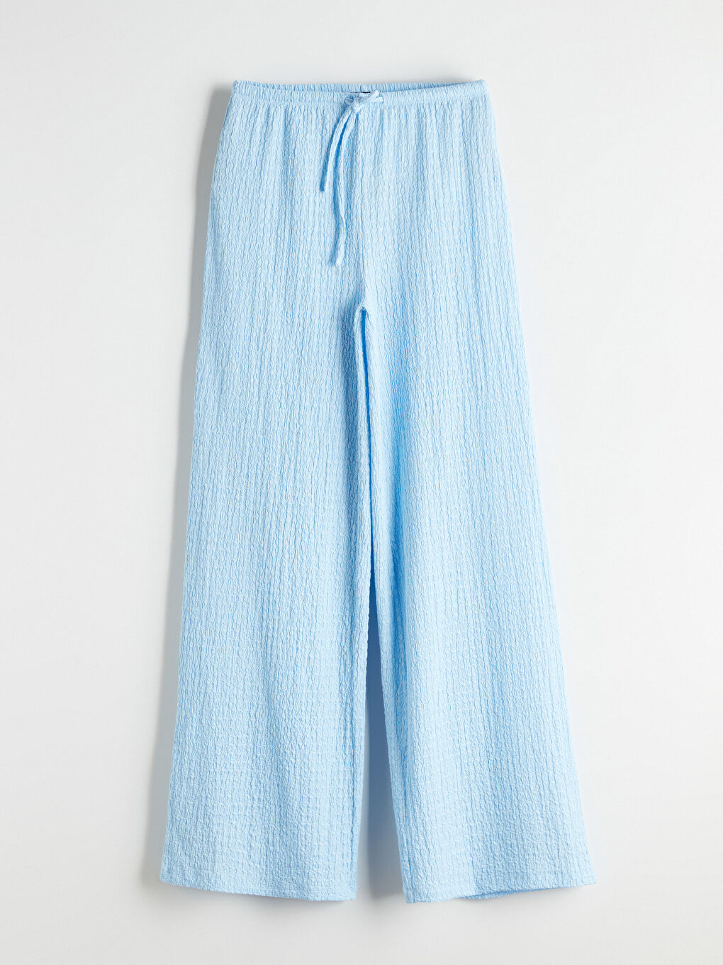 Elasticated Waist Textured Wide Leg Women's Trousers-4