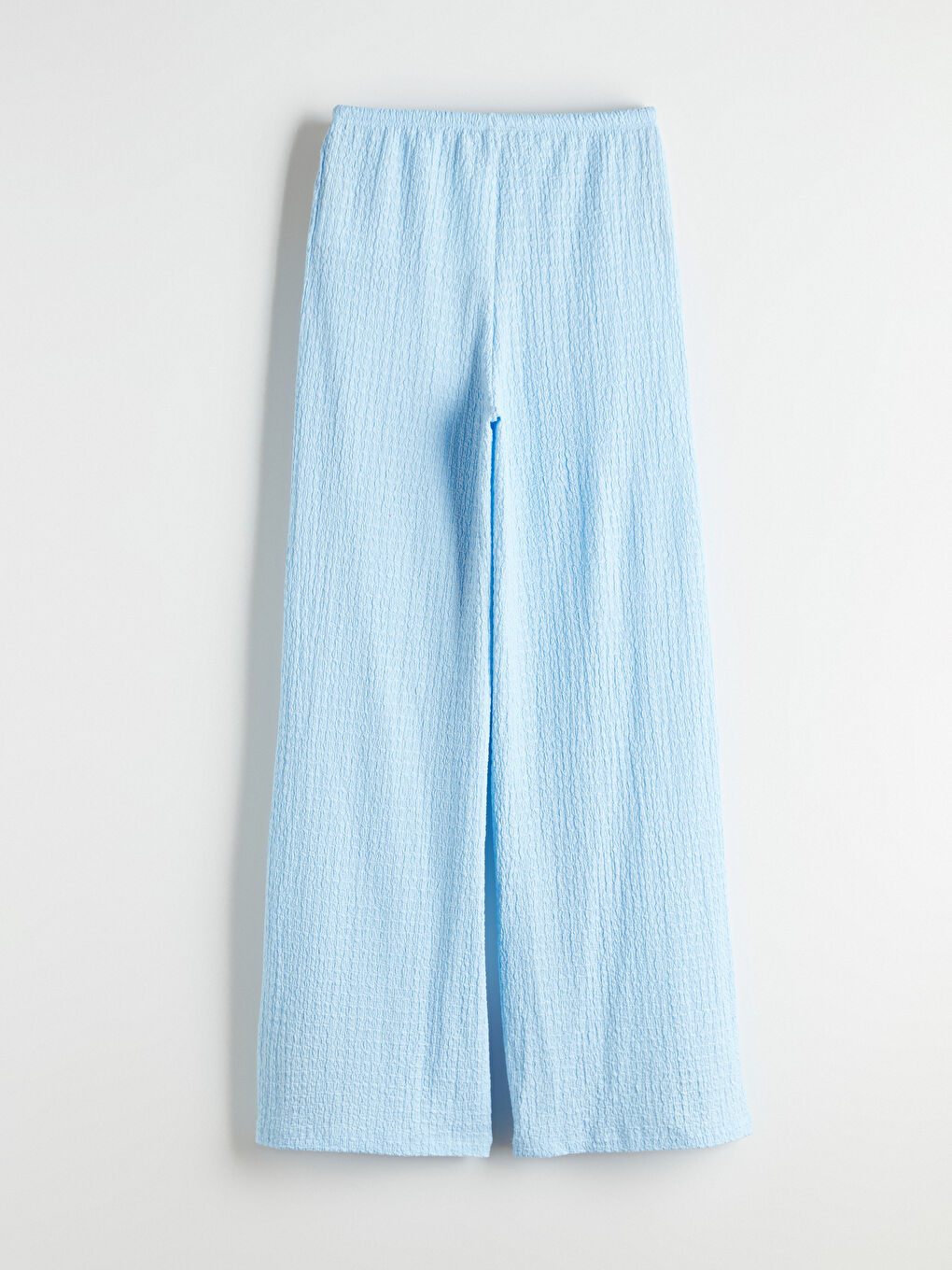 Elasticated Waist Textured Wide Leg Women's Trousers-5