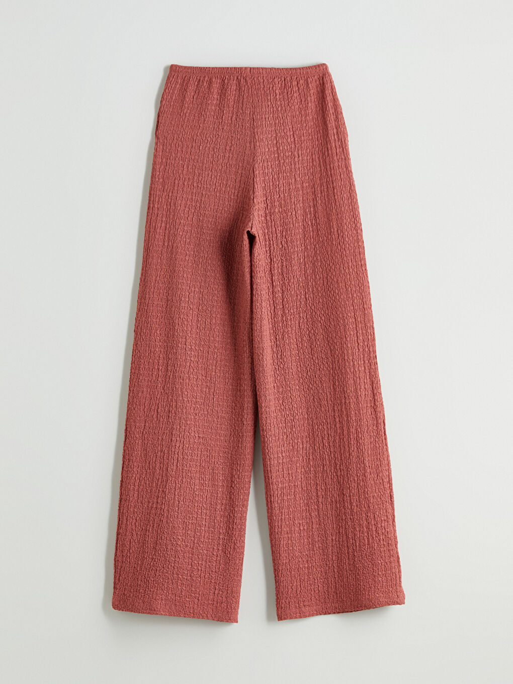 Elasticated Waist Textured Wide Leg Women's Trousers-5