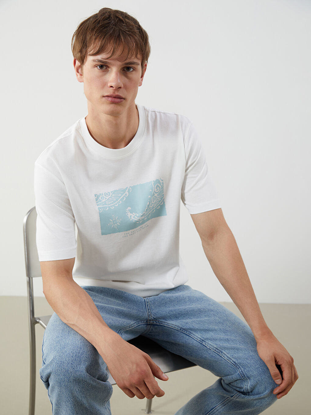 Crew Neck Printed Jersey Men's T-Shirt -S5QU39Z8-R9J
