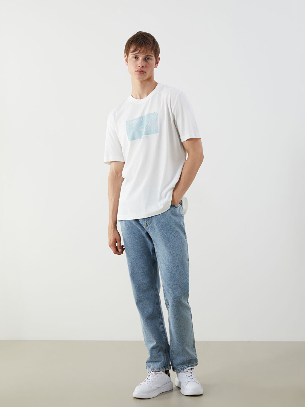 Crew Neck Printed Jersey Men's T-Shirt -S5QU39Z8-R9J