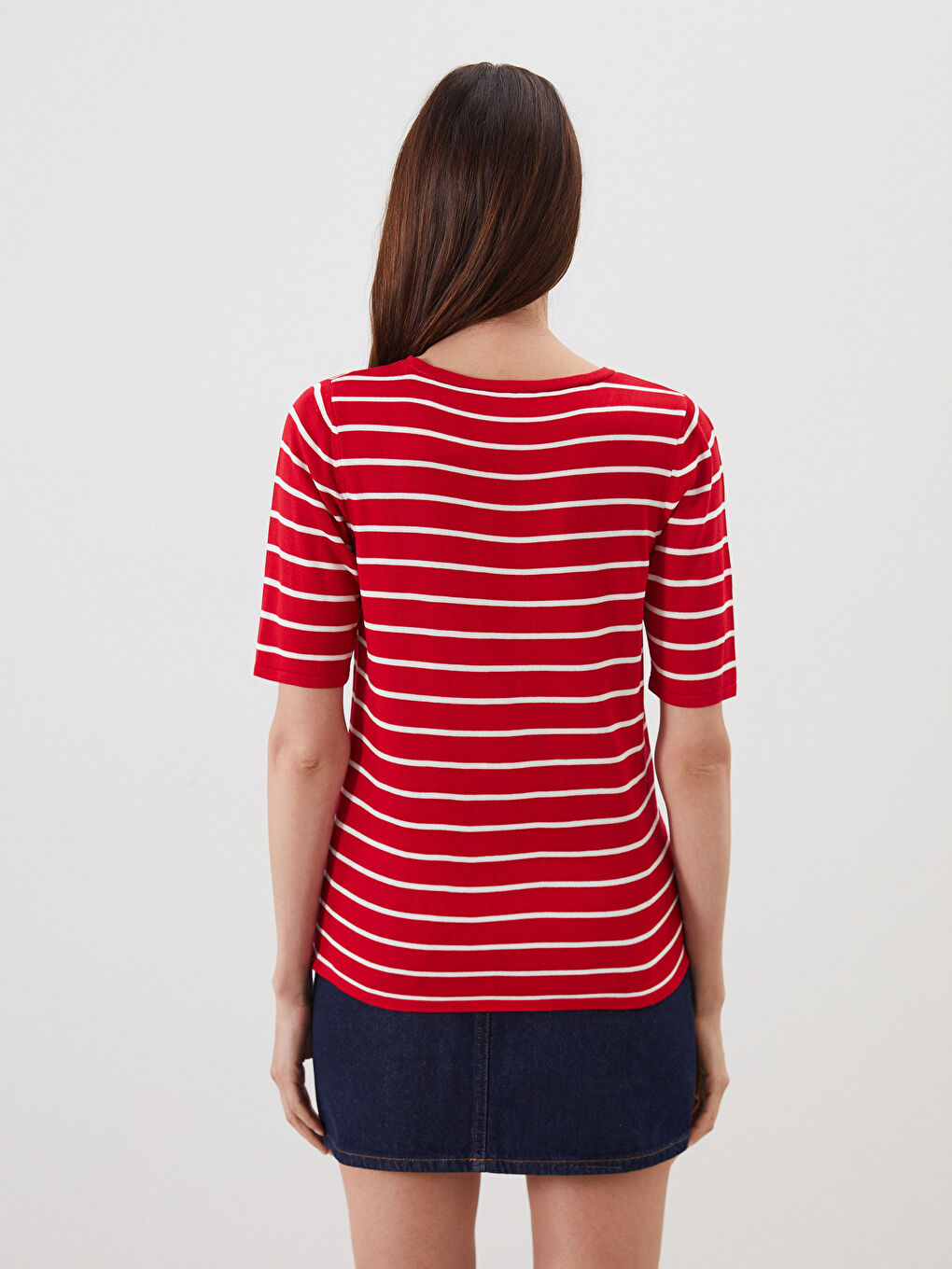 Crew Neck Striped Women's Knitwear Sweater -S5QU44Z8-E48