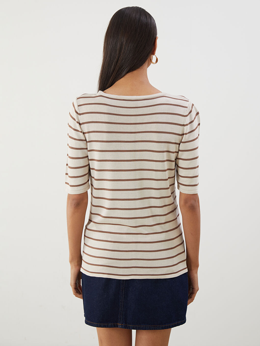 Crew Neck Striped Women's Knitwear Sweater -S5QU44Z8-ELZ