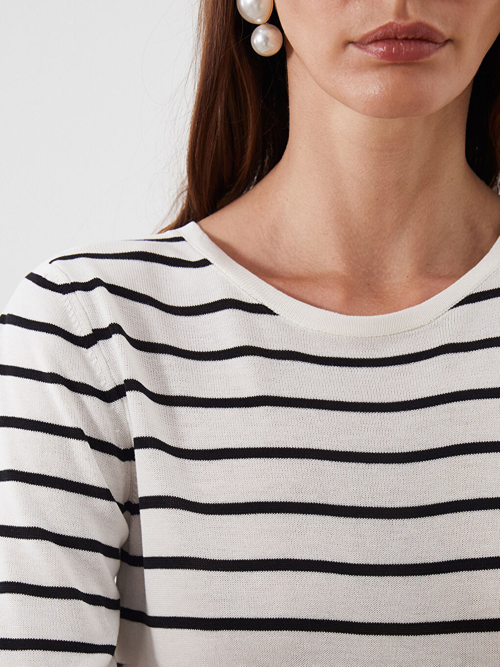 Crew Neck Striped Women's Knitwear Sweater -S5QU44Z8-LEG