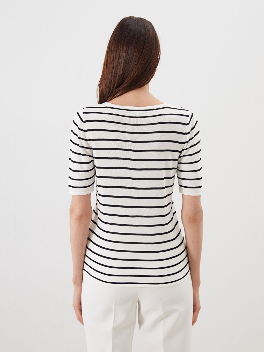 Crew Neck Striped Women's Knitwear Sweater -S5QU44Z8-LEG