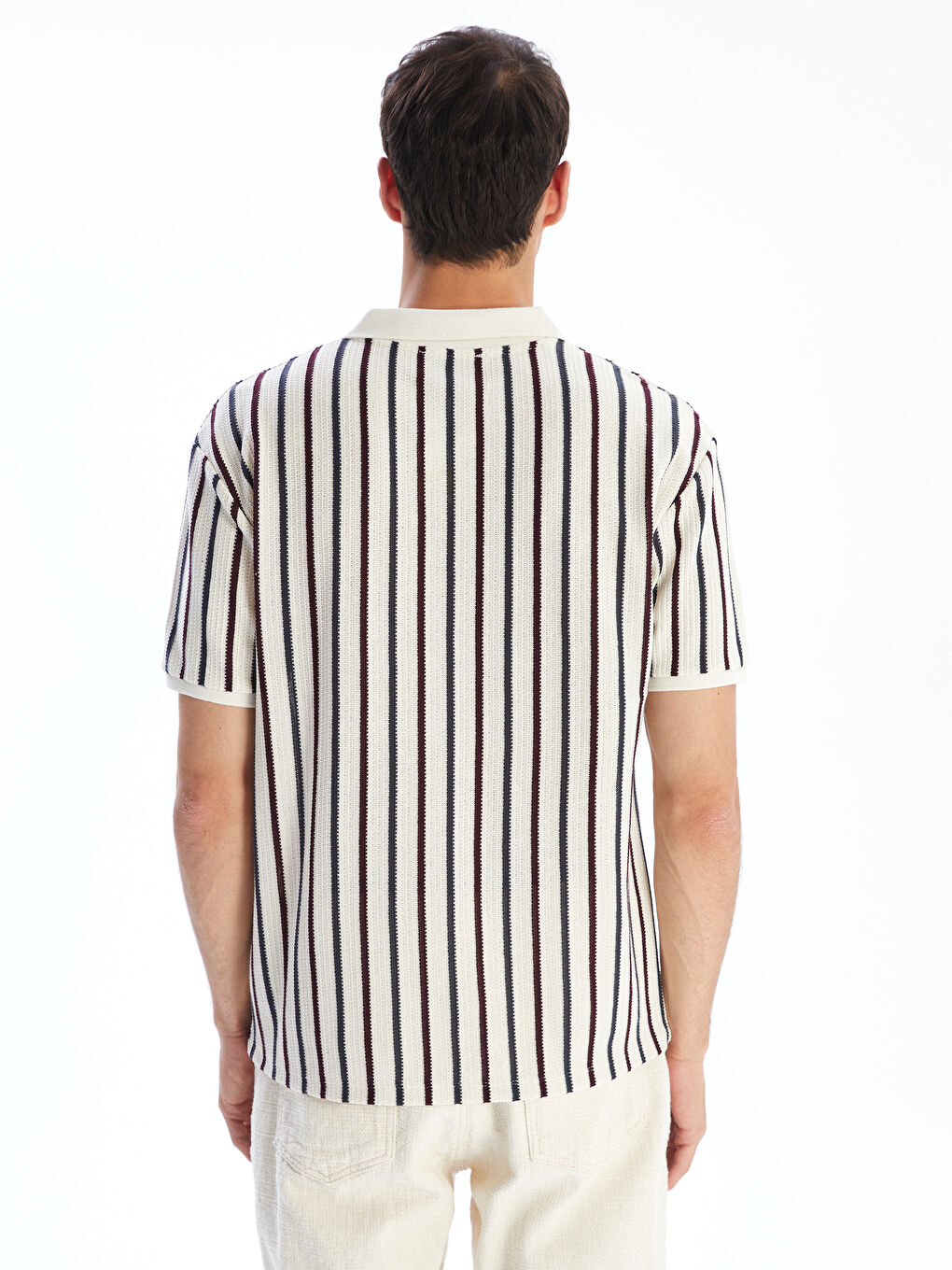 Polo Neck Striped Jersey Men's T-Shirt-3