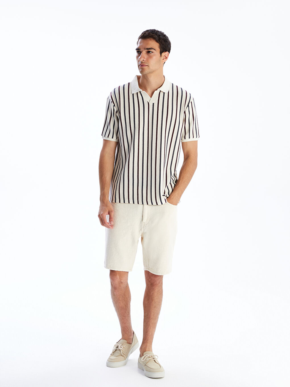 Polo Neck Striped Jersey Men's T-Shirt-1