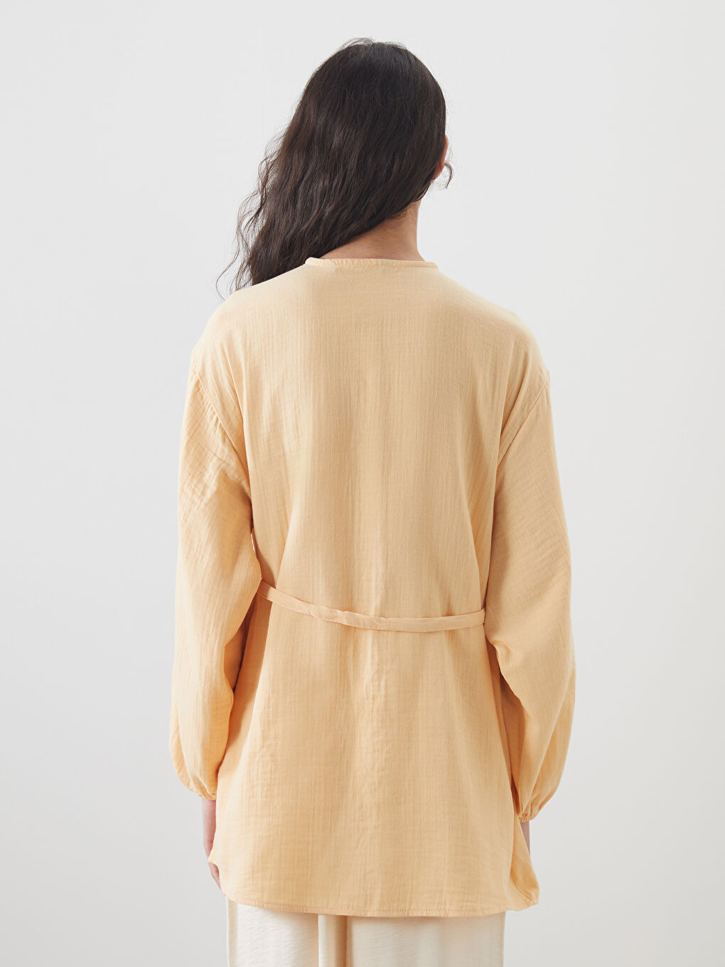 Sarı Bisiklet Yaka Kadın Gömlek Tunik-3