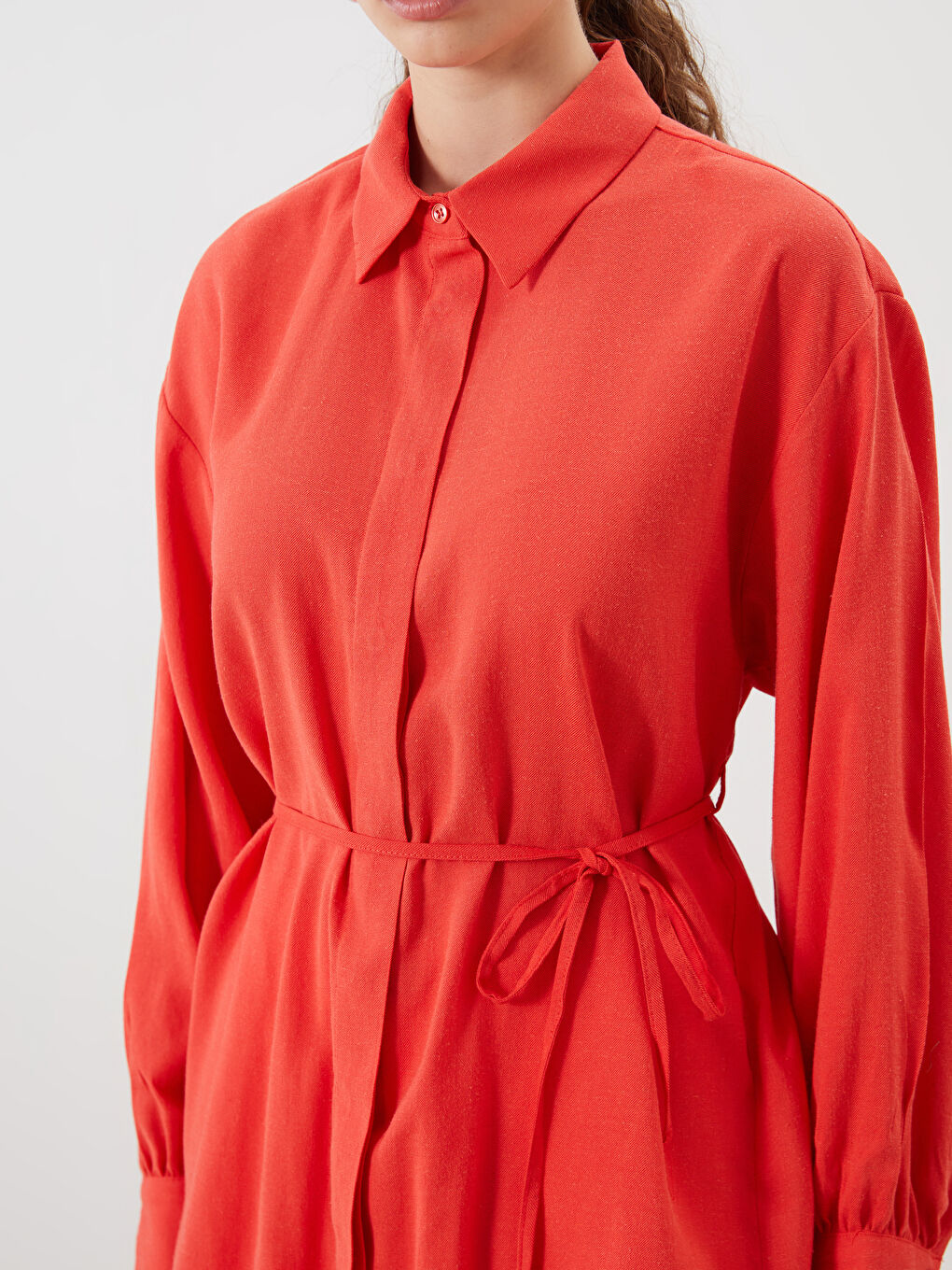 Linen Blend Women's Shirt Tunic -S5QU80Z8-D7W