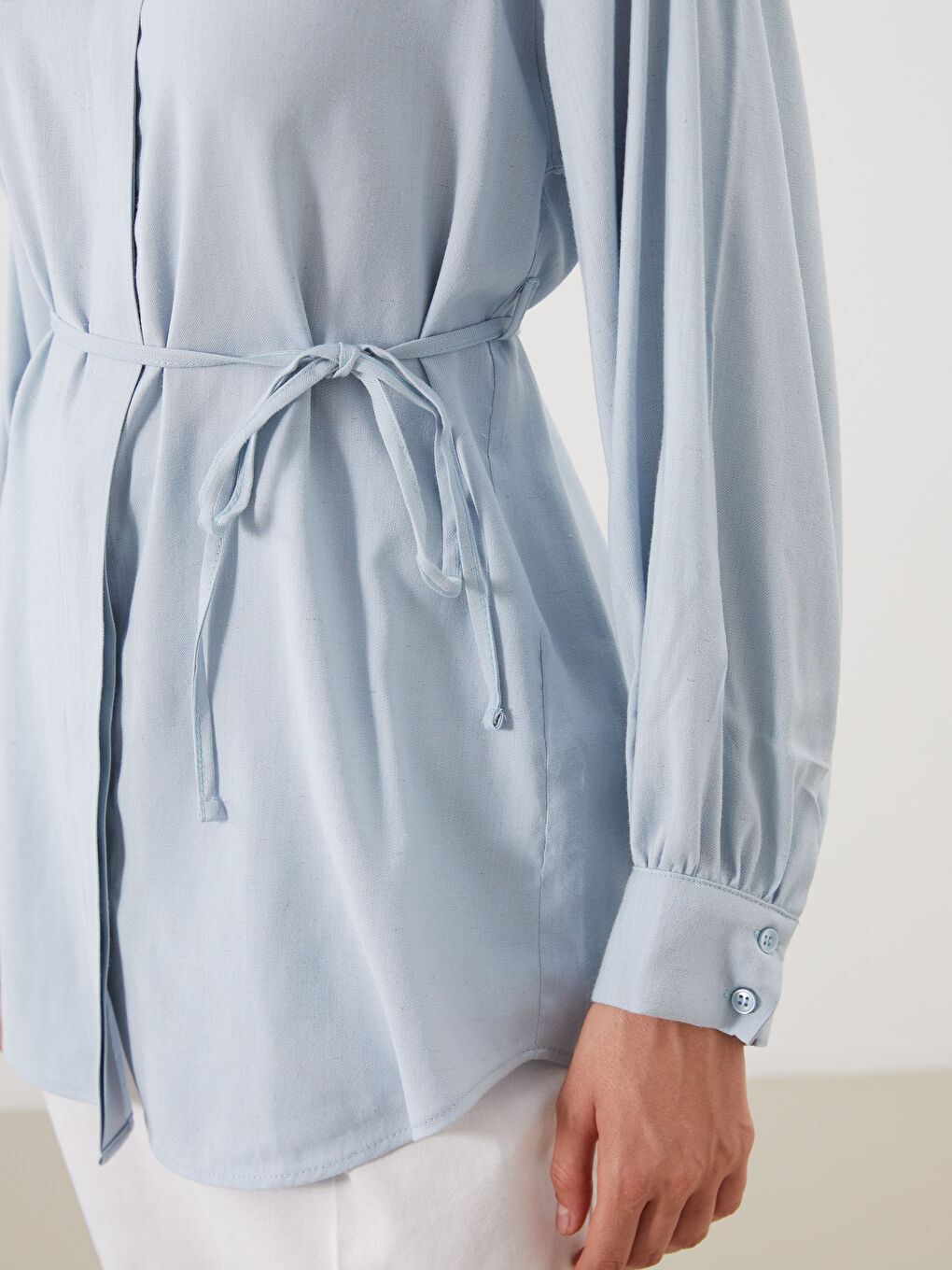 Linen Blend Women's Shirt Tunic -S5QU80Z8-DLZ