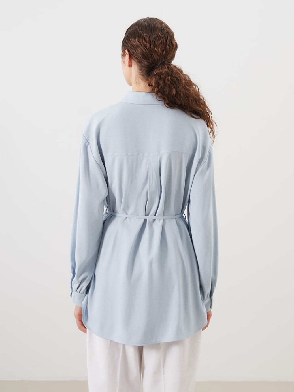 Linen Blend Women's Shirt Tunic -S5QU80Z8-DLZ