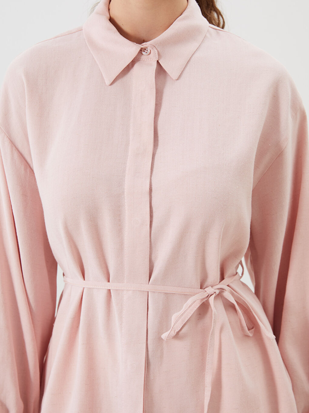 Linen Blend Women's Shirt Tunic -S5QU80Z8-FSM