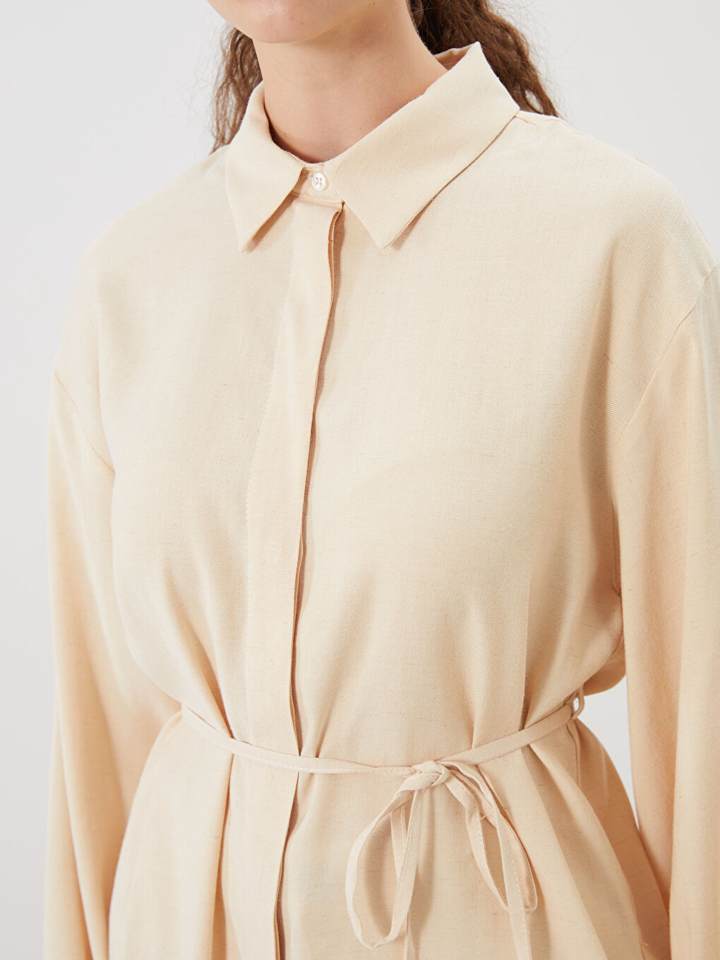Linen Blend Women's Shirt Tunic -S5QU80Z8-TB6