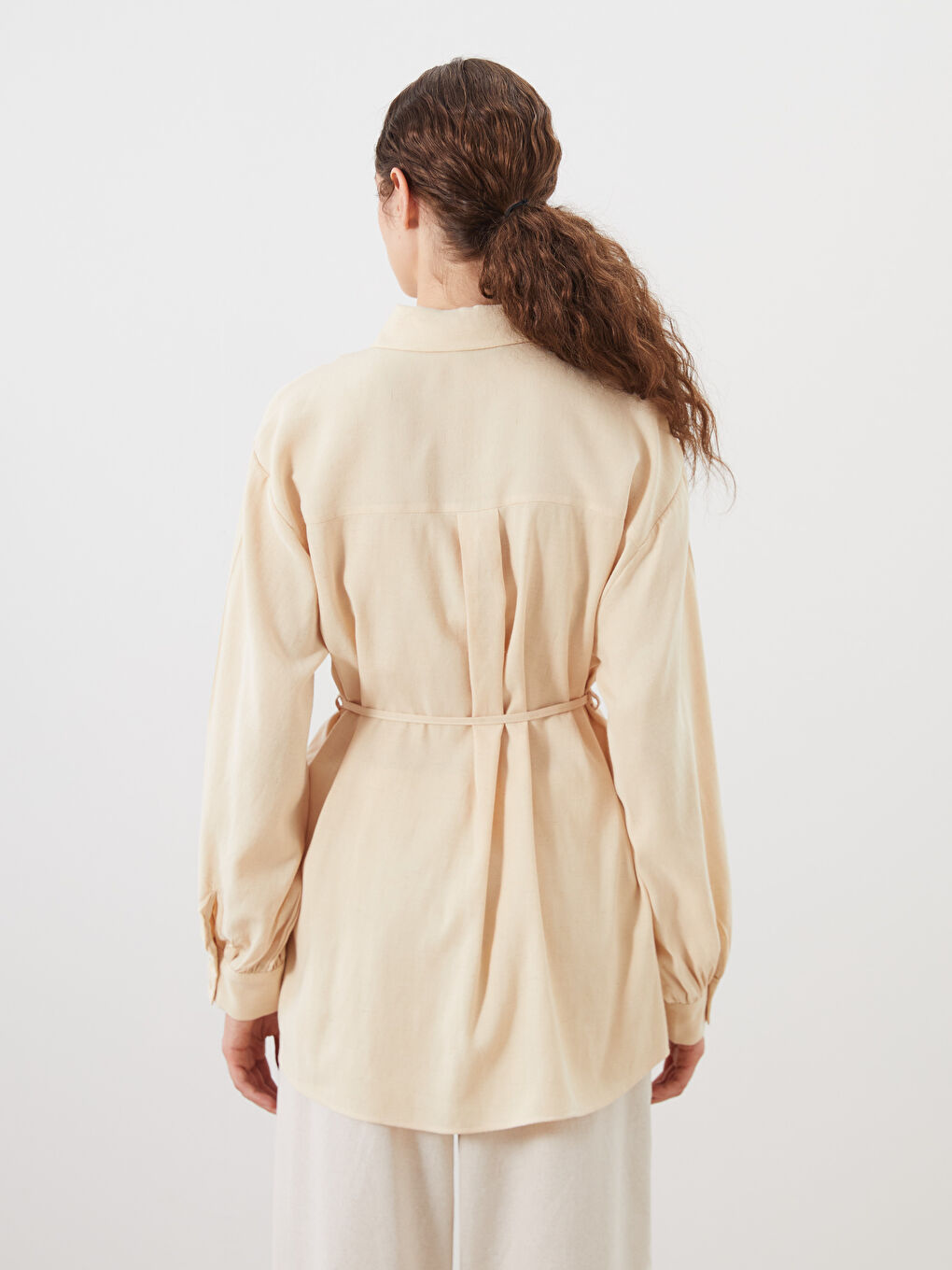 Linen Blend Women's Shirt Tunic -S5QU80Z8-TB6