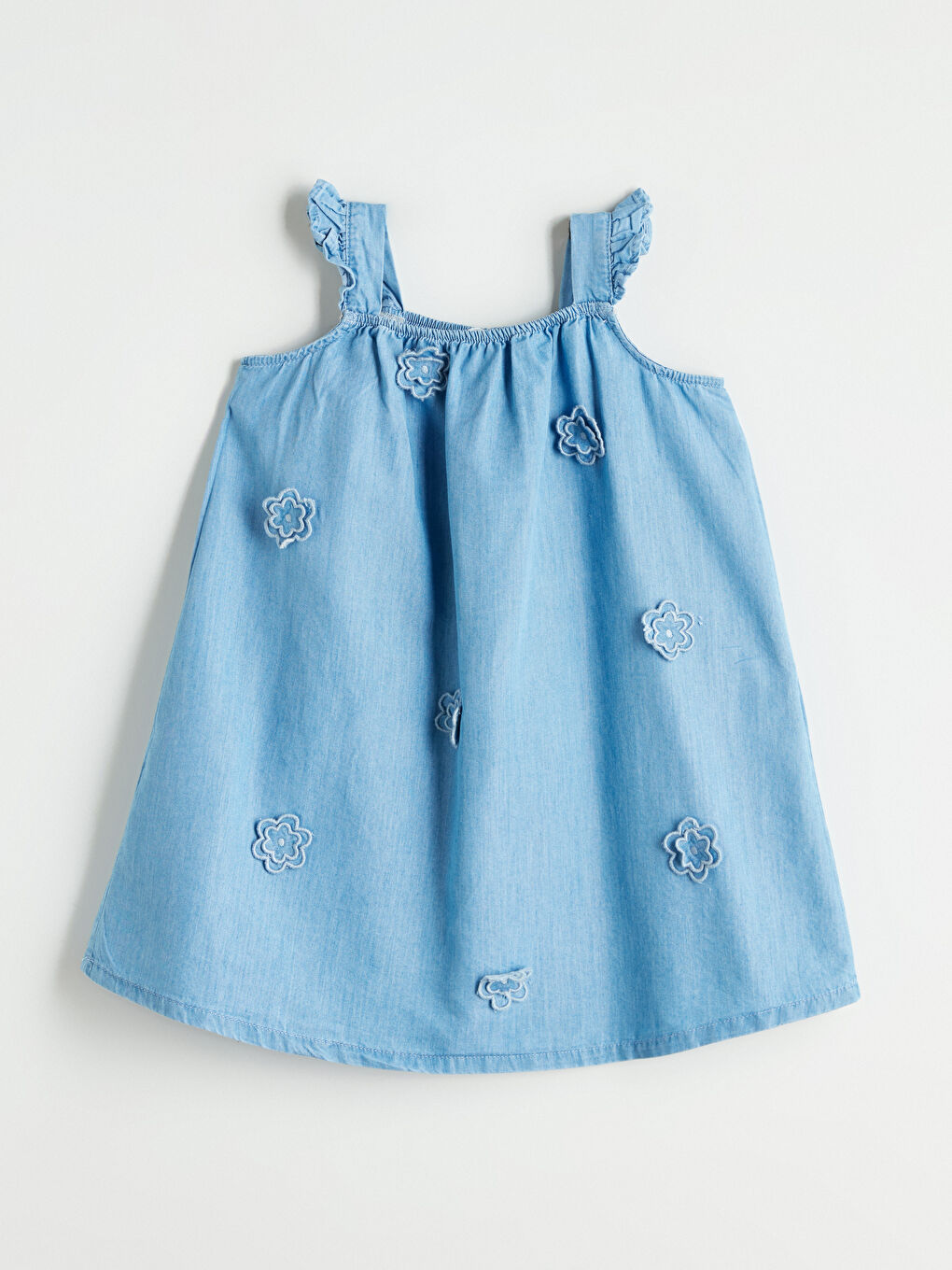 Square Collar Floral Girls' Denim Dress -S5QU81Z1-507