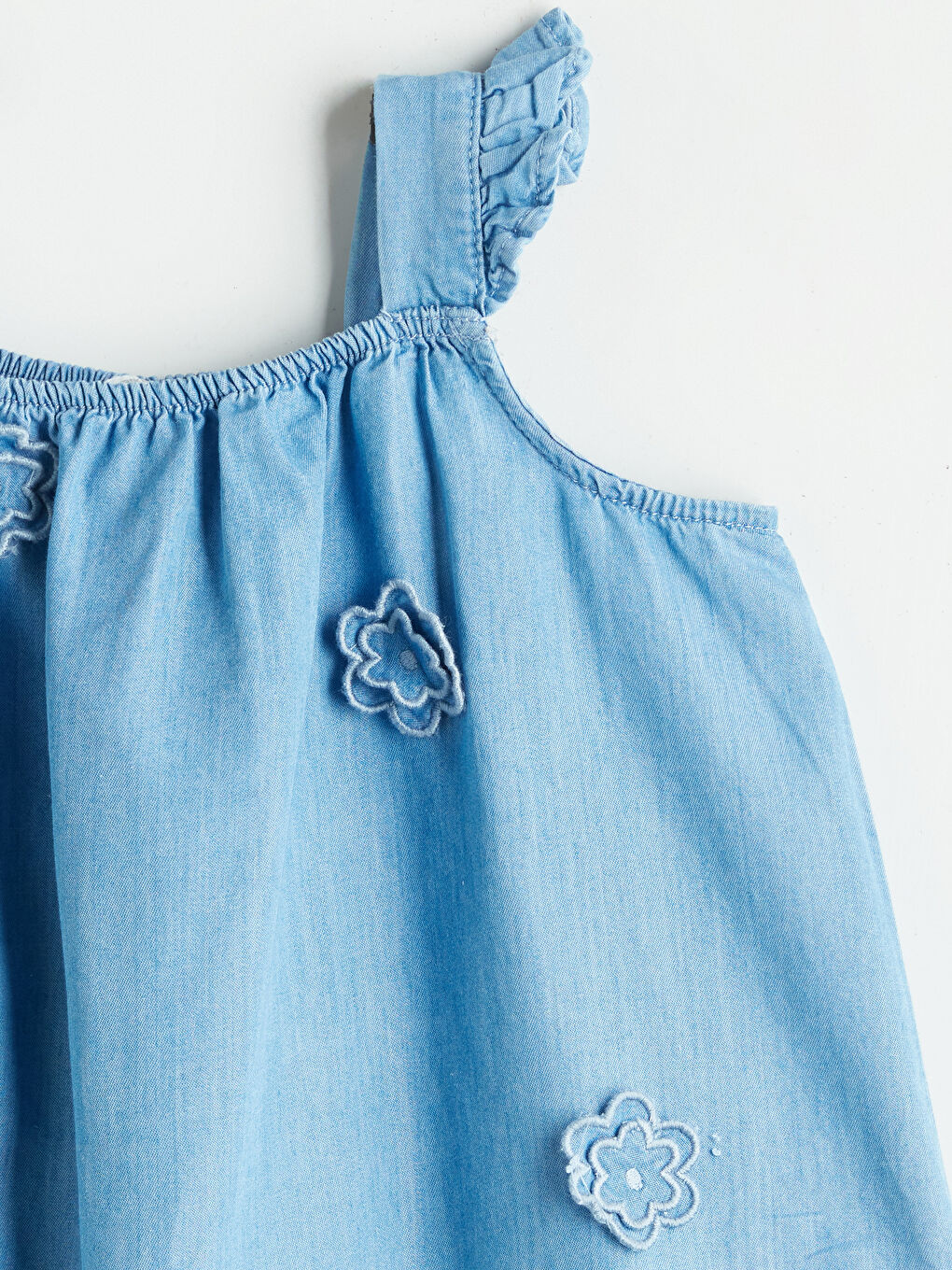 Square Collar Floral Girls' Denim Dress -S5QU81Z1-507