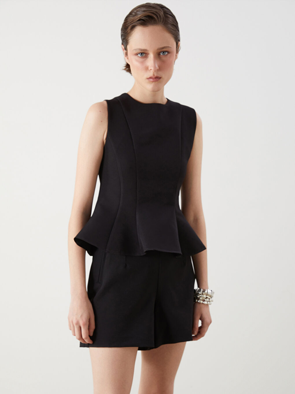 LCW Vision Crew Neck Peplum Blouse -S5QU84Z8-CVL