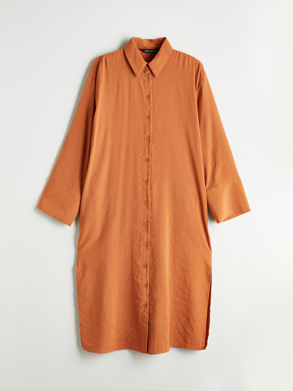 Turuncu Oversize Modal Karışımlı Kadın Gömlek Tunik-4