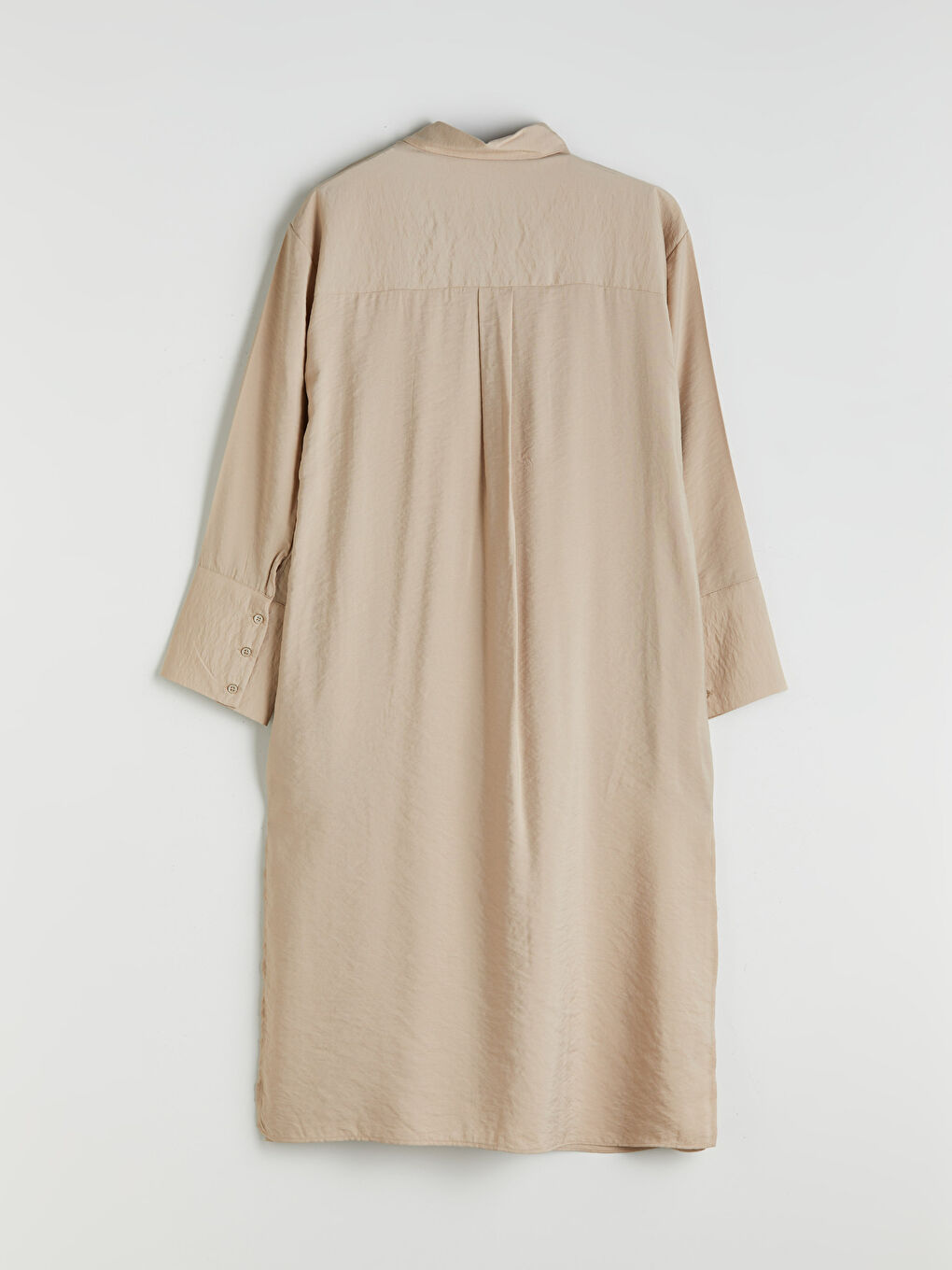 Bej Oversize Modal Karışımlı Kadın Gömlek Tunik-5