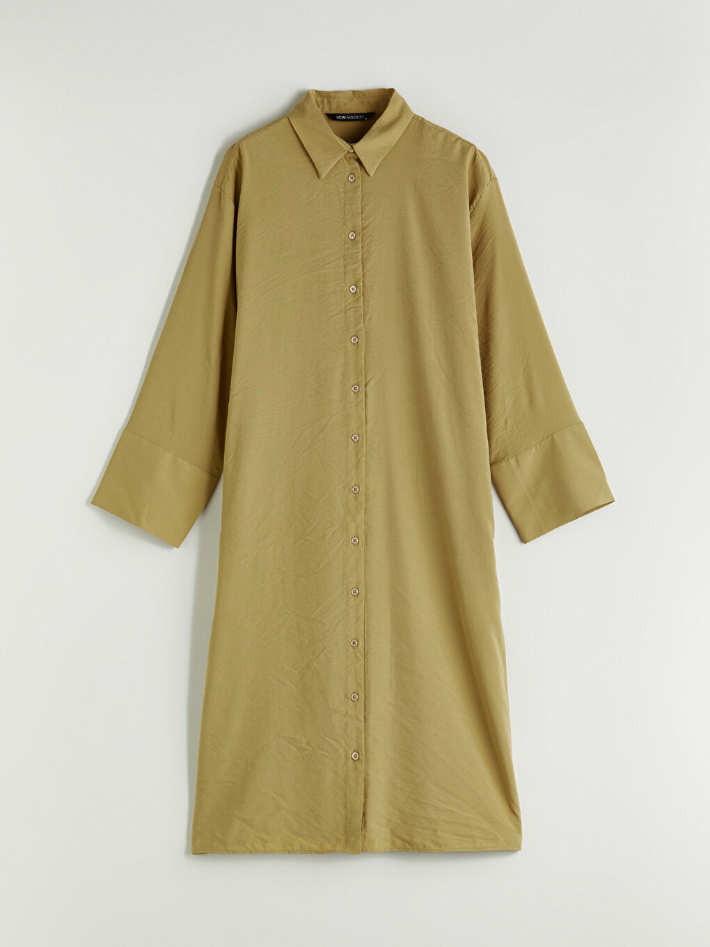 Haki Oversize Modal Karışımlı Kadın Gömlek Tunik-4