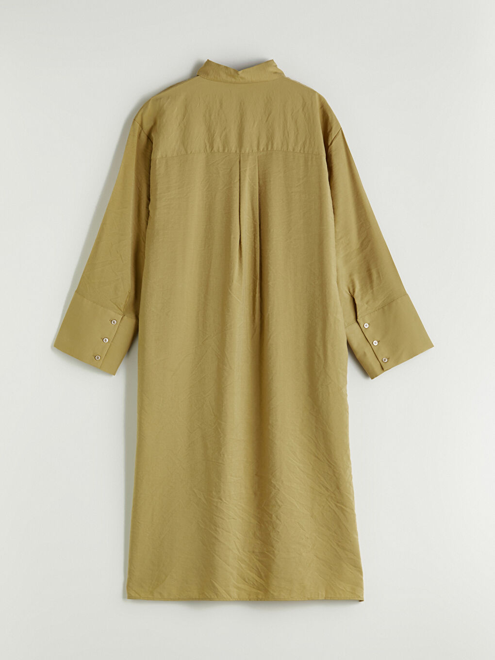 Haki Oversize Modal Karışımlı Kadın Gömlek Tunik-5