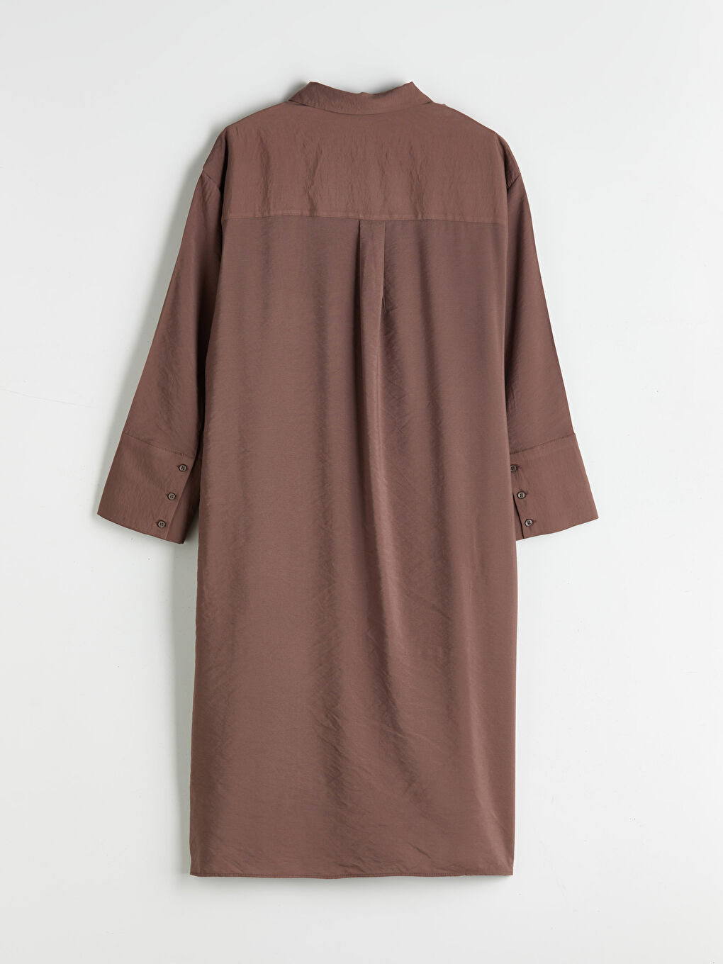 Kahverengi Oversize Modal Karışımlı Kadın Gömlek Tunik-5