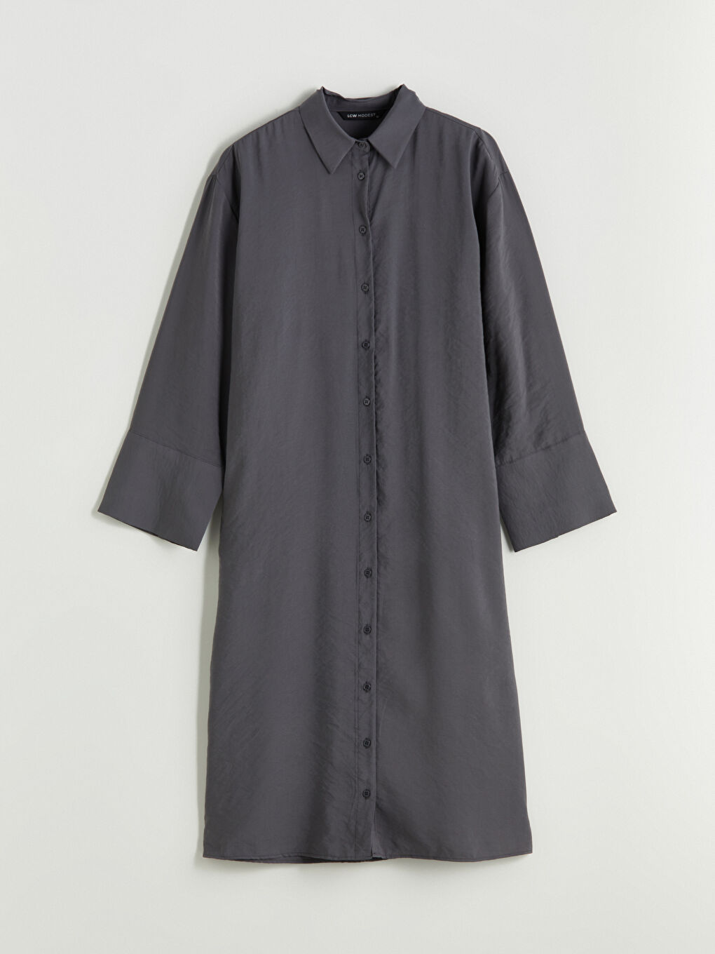 Antrasit Oversize Modal Karışımlı Kadın Gömlek Tunik-4