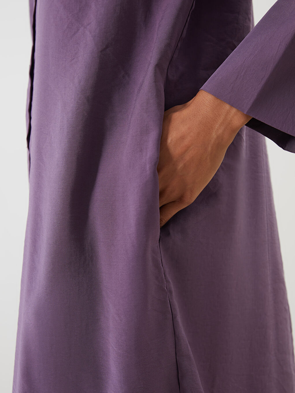 Mor Oversize Modal Karışımlı Kadın Gömlek Tunik-2