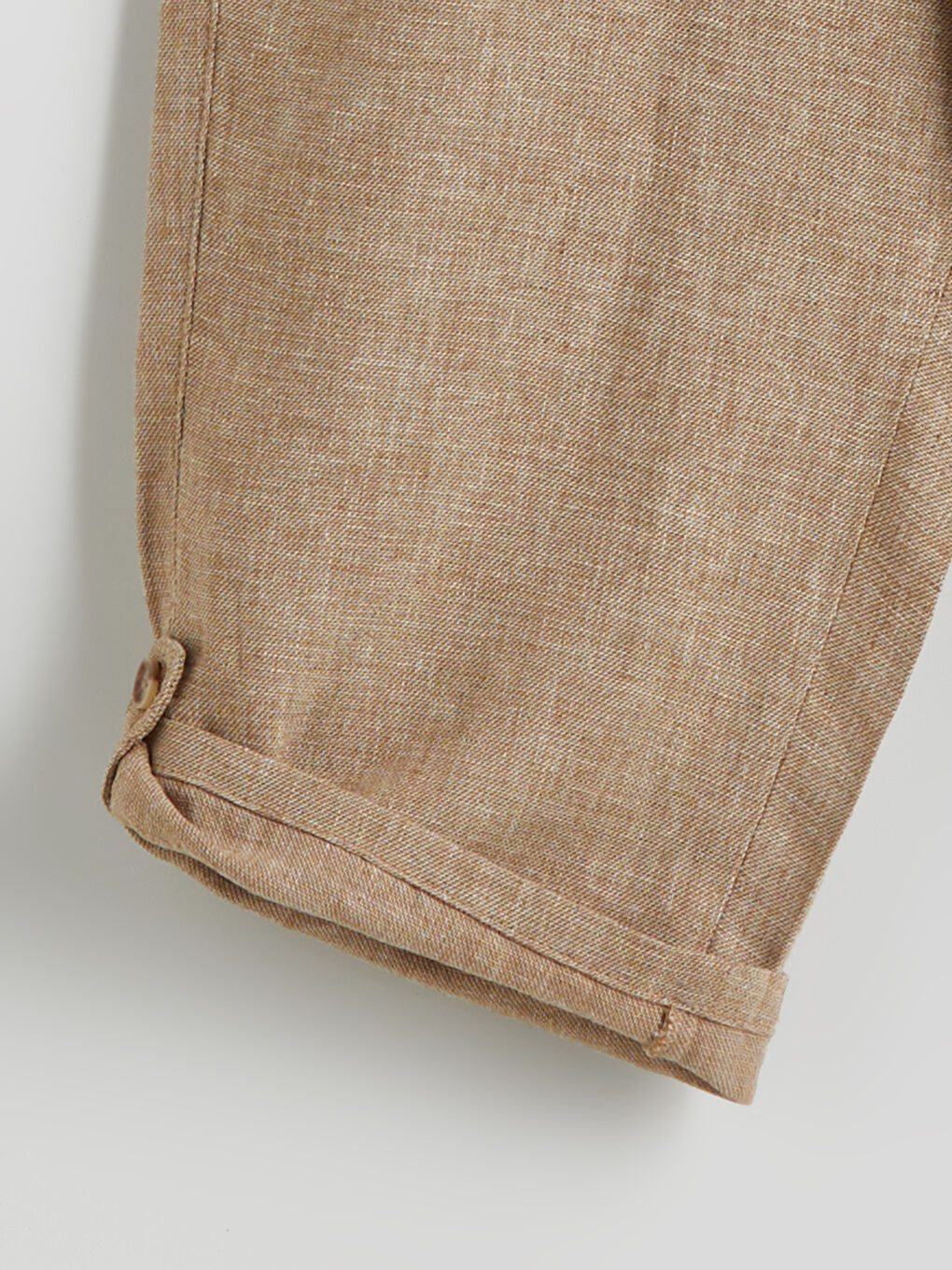 Kahverengi Standart Kalıp Keten Karışımlı Erkek Şort-5