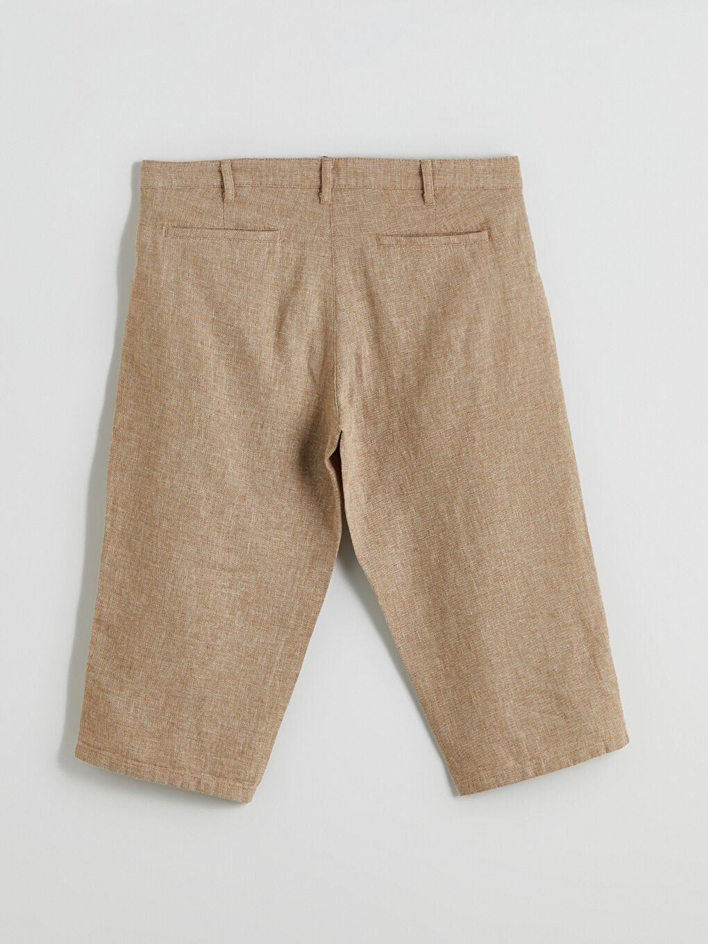 Kahverengi Standart Kalıp Keten Karışımlı Erkek Şort-6