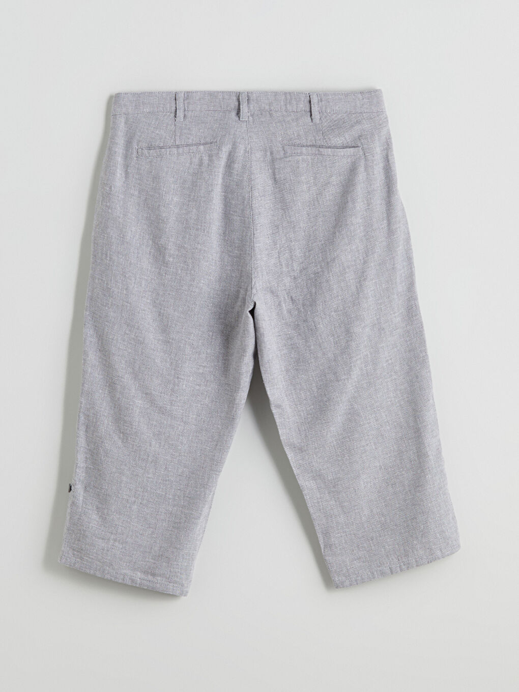 Gri Standart Kalıp Keten Karışımlı Erkek Şort-6