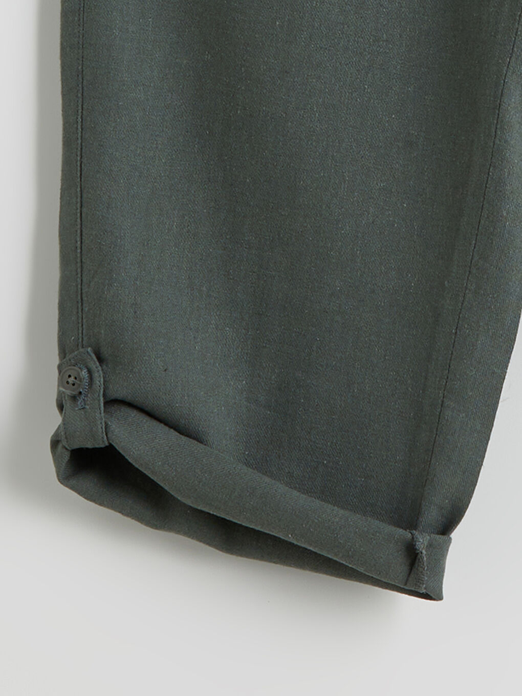 Yeşil Standart Kalıp Keten Karışımlı Erkek Şort-5