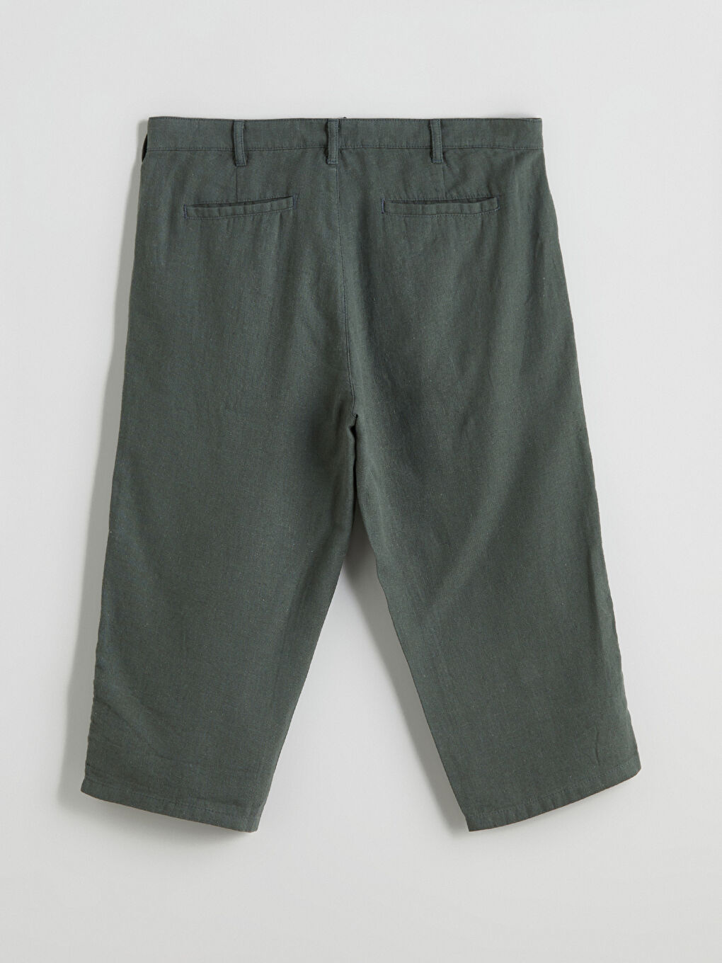 Yeşil Standart Kalıp Keten Karışımlı Erkek Şort-6