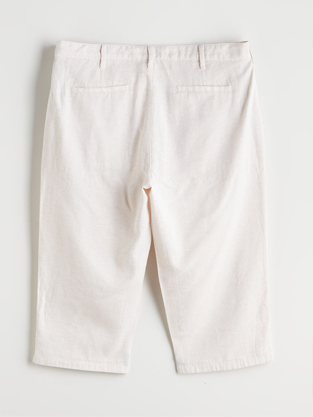 Bej Standart Kalıp Keten Karışımlı Erkek Şort-5