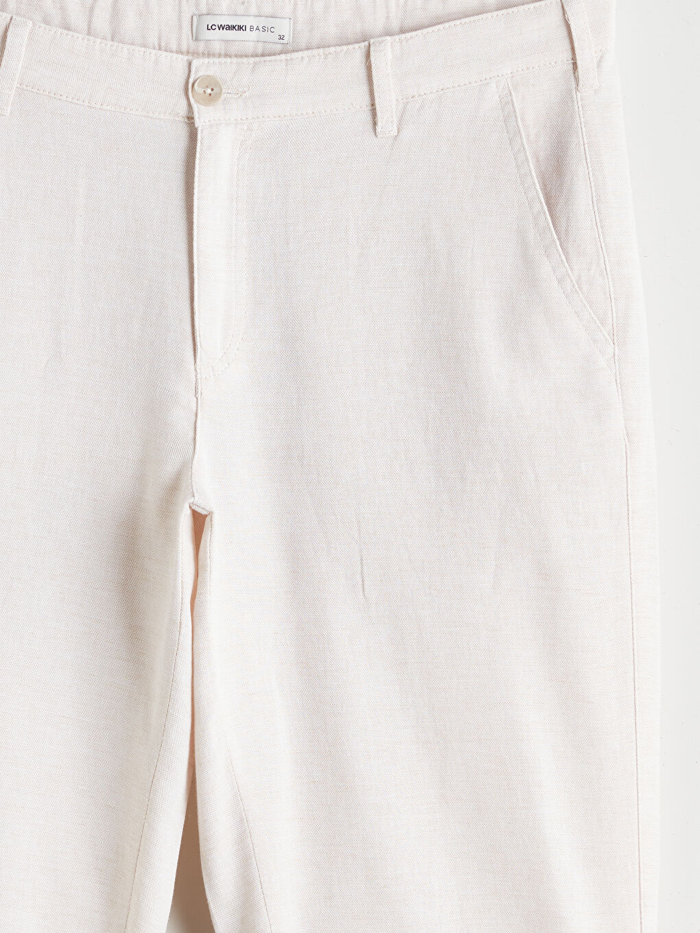 Bej Standart Kalıp Keten Karışımlı Erkek Şort-6