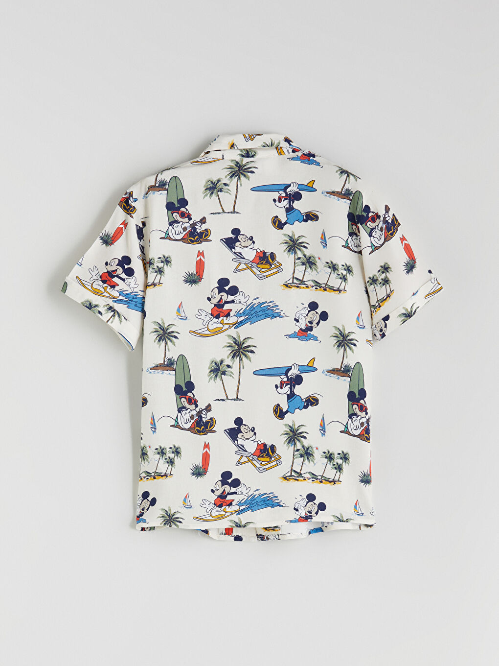 Bej Mickey Mouse Baskılı Erkek Çocuk Gömlek-2