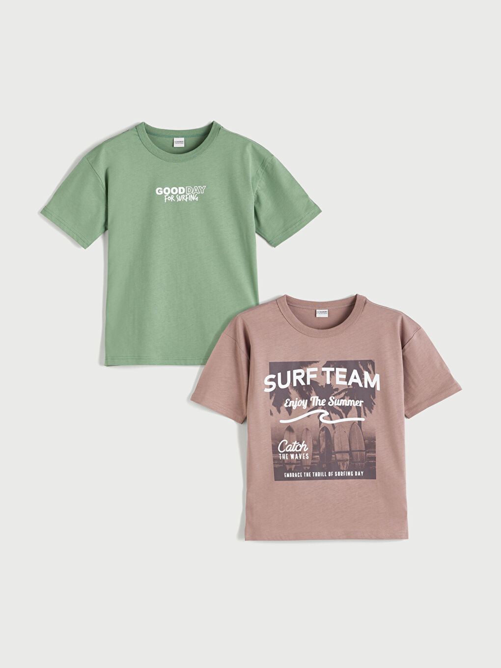 Kahverengi Bisiklet Yaka Erkek Çocuk Tişört 2'li