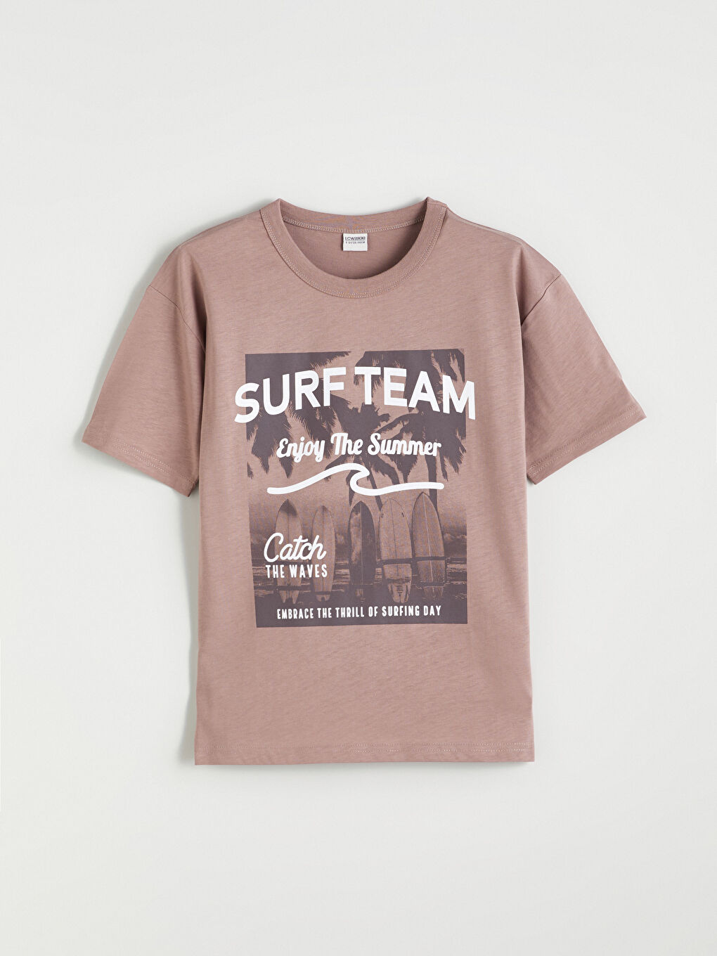 Kahverengi Bisiklet Yaka Erkek Çocuk Tişört 2'li-1