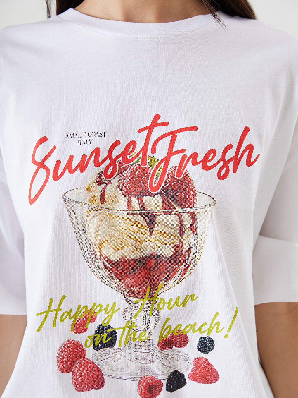 Crew Neck Printed Oversize Women's T-Shirt-2