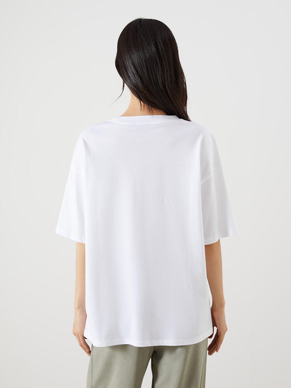 Crew Neck Printed Oversize Women's T-Shirt-3